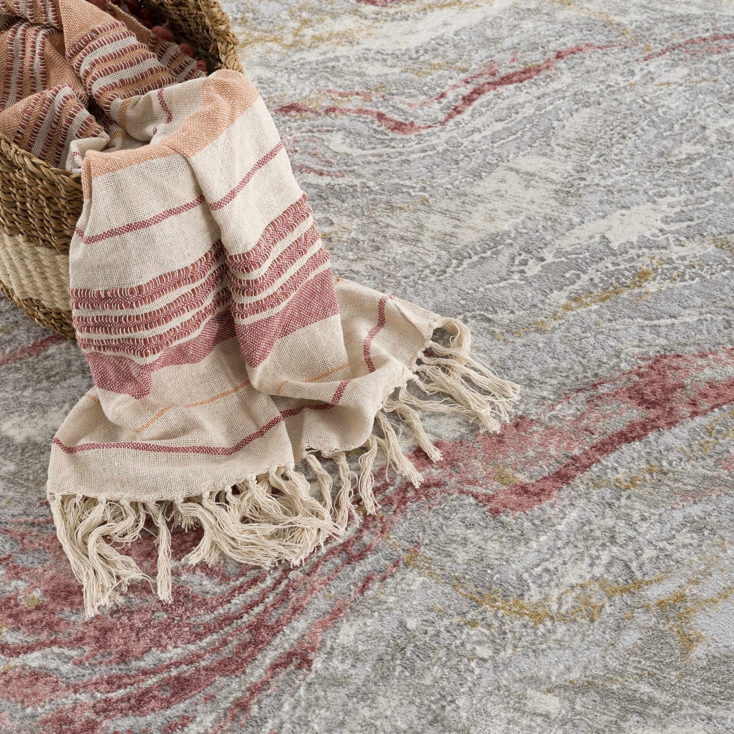 Lively Marble Pink Area Rug - Quahog Bay Bedding