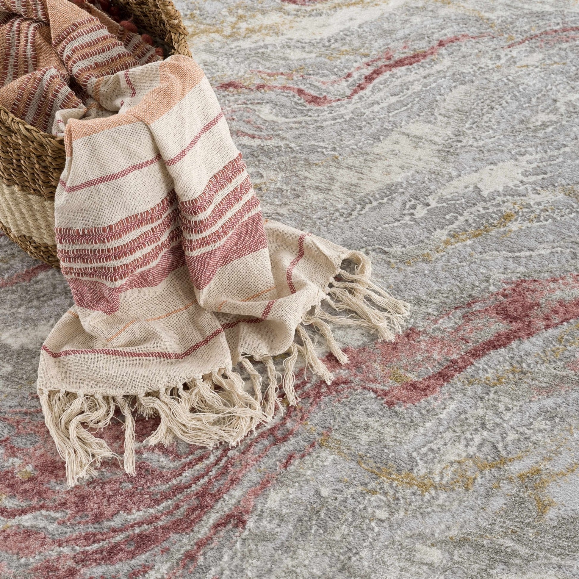 Lively Marble Pink Area Rug - Quahog Bay Bedding