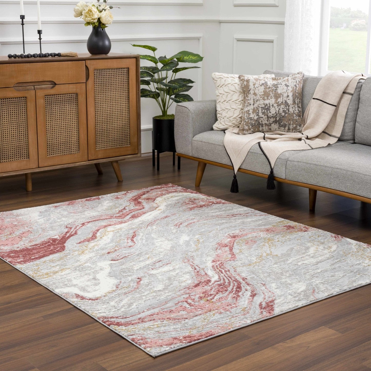 Lively Marble Pink Area Rug - Quahog Bay Bedding