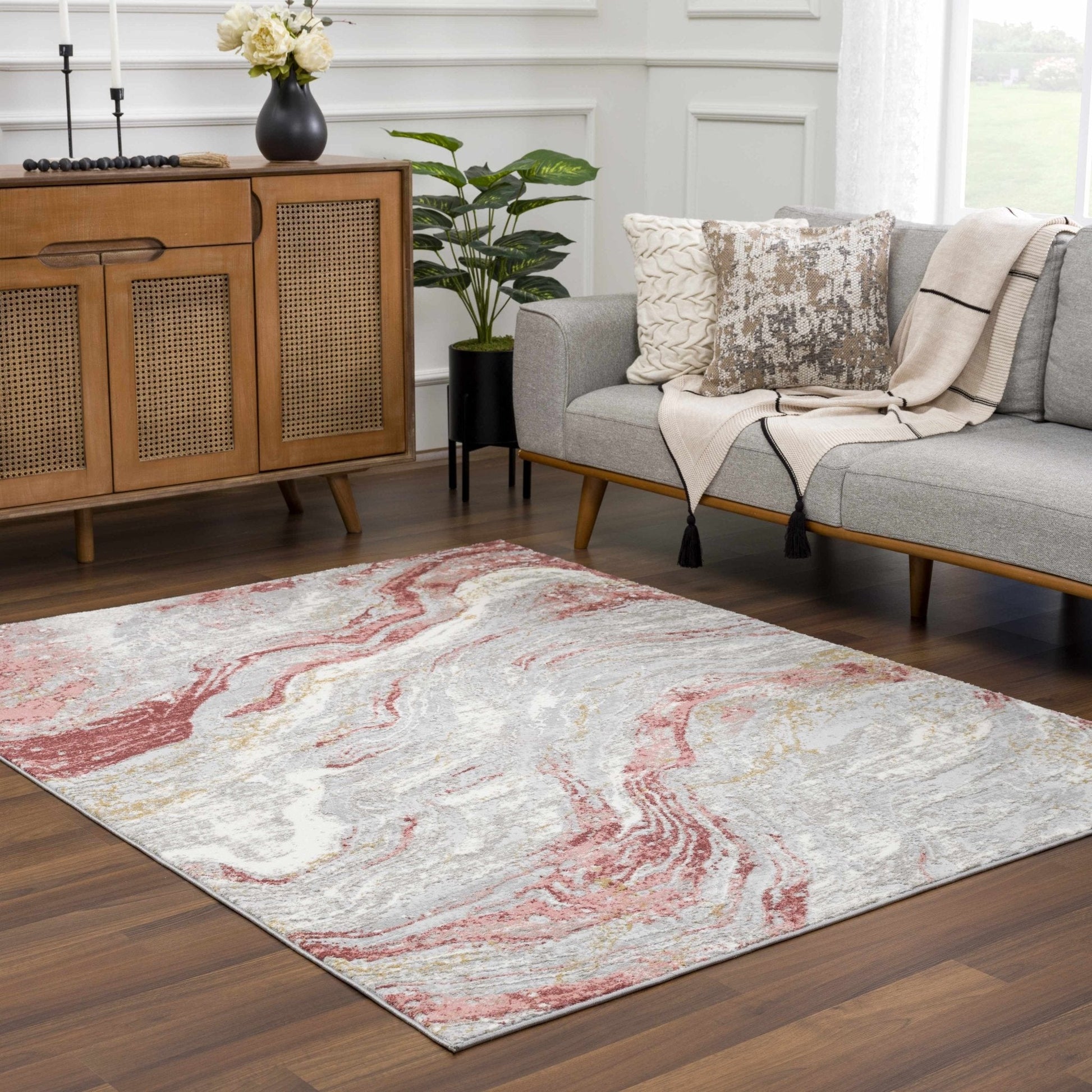 Lively Marble Pink Area Rug - Quahog Bay Bedding