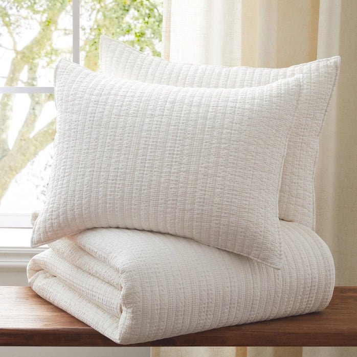 Loden Cotton Quilt Set - Cream - Quahog Bay Bedding