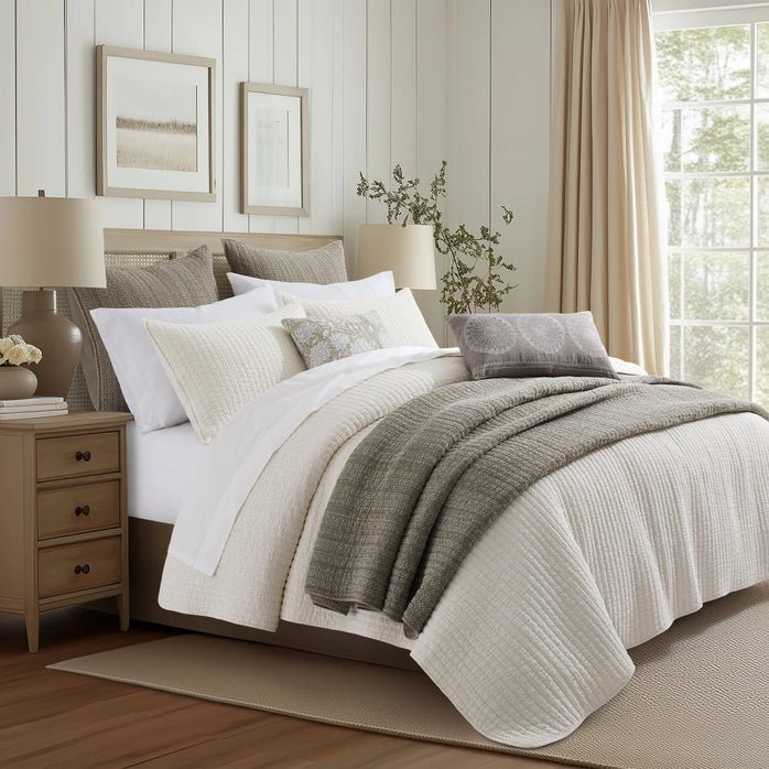 Loden Cotton Quilt Set - Cream - Quahog Bay Bedding
