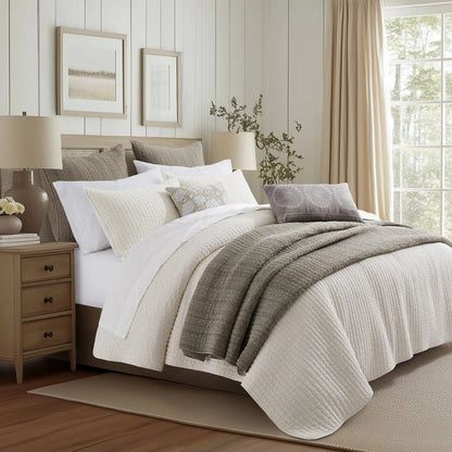 Loden Cotton Quilt Set - Cream - Quahog Bay Bedding