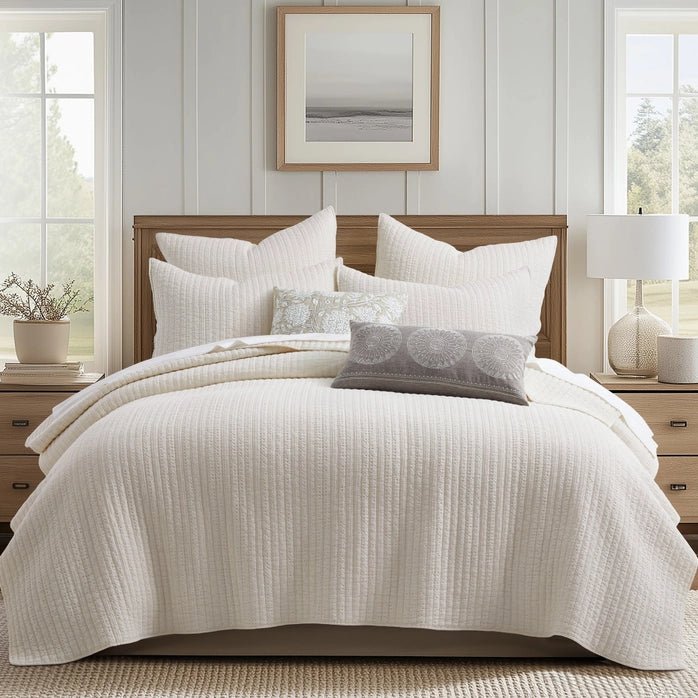 Loden Cotton Quilt Set - Cream - Quahog Bay Bedding