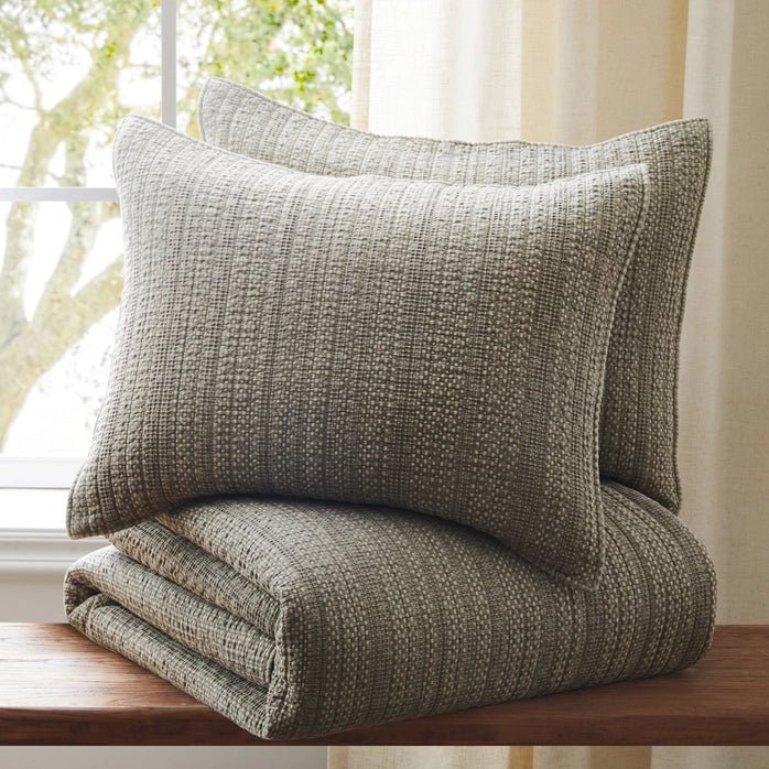 Loden Cotton Quilt Set - Taupe - Quahog Bay Bedding