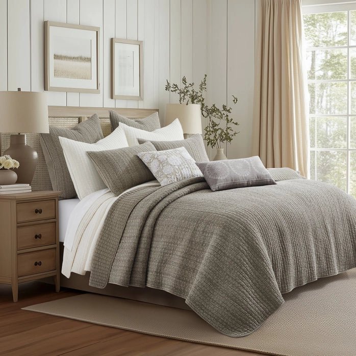 Loden Cotton Quilt Set - Taupe - Quahog Bay Bedding