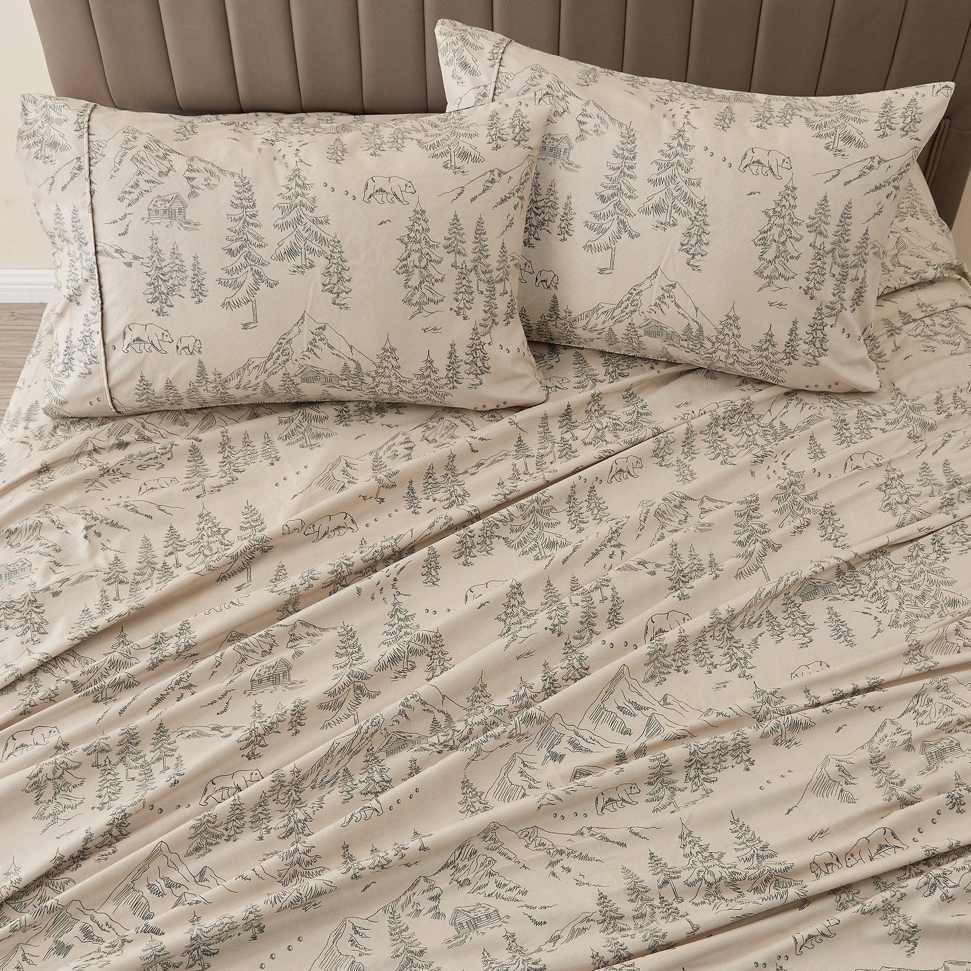 Lodge Microfiber Sheet - Mountain Ridge - Outdoor & Christmas Themed Bedding - Quahog Bay Bedding