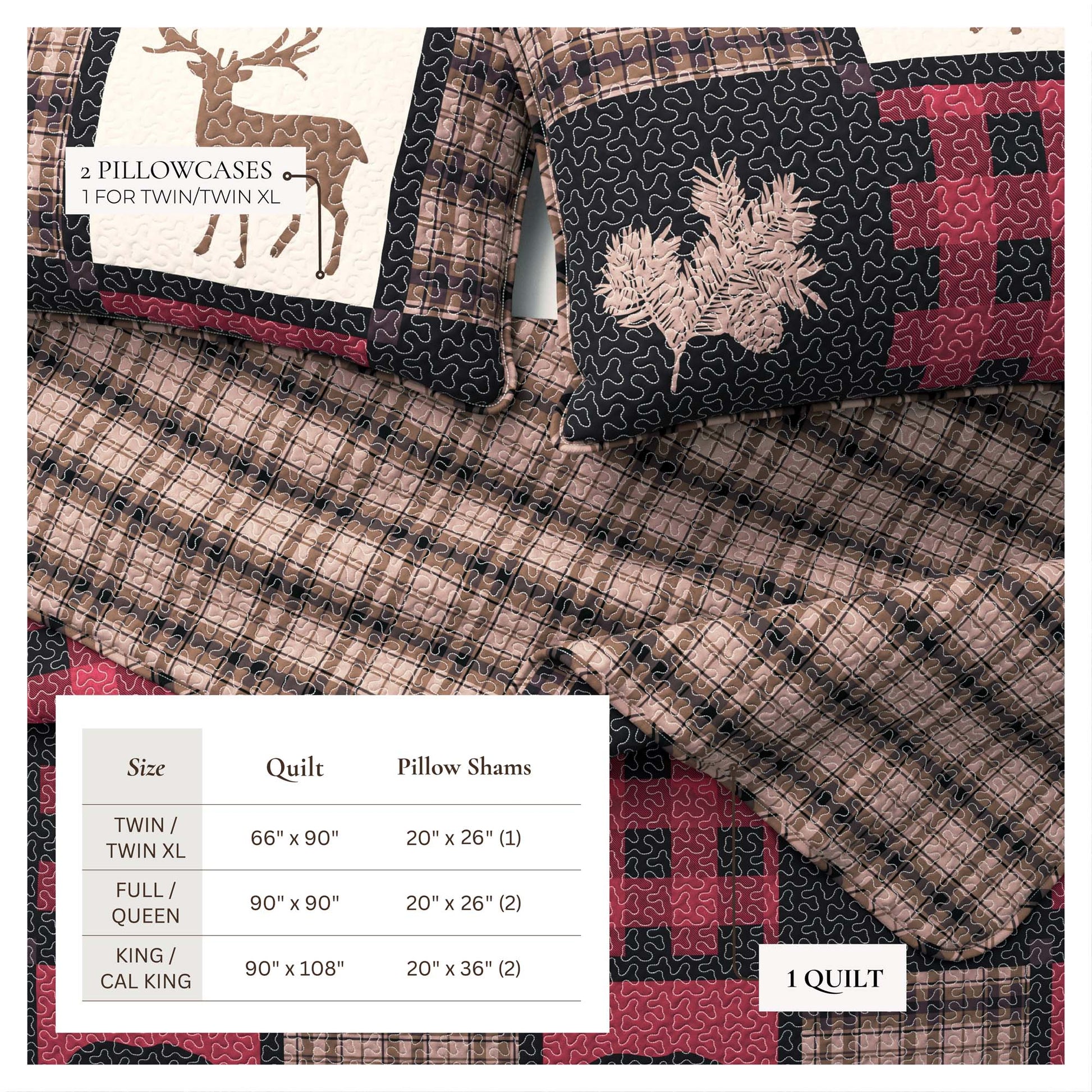 Lodge Quilt - Deer, Bear and Tree Themed Quilts - Quahog Bay Bedding