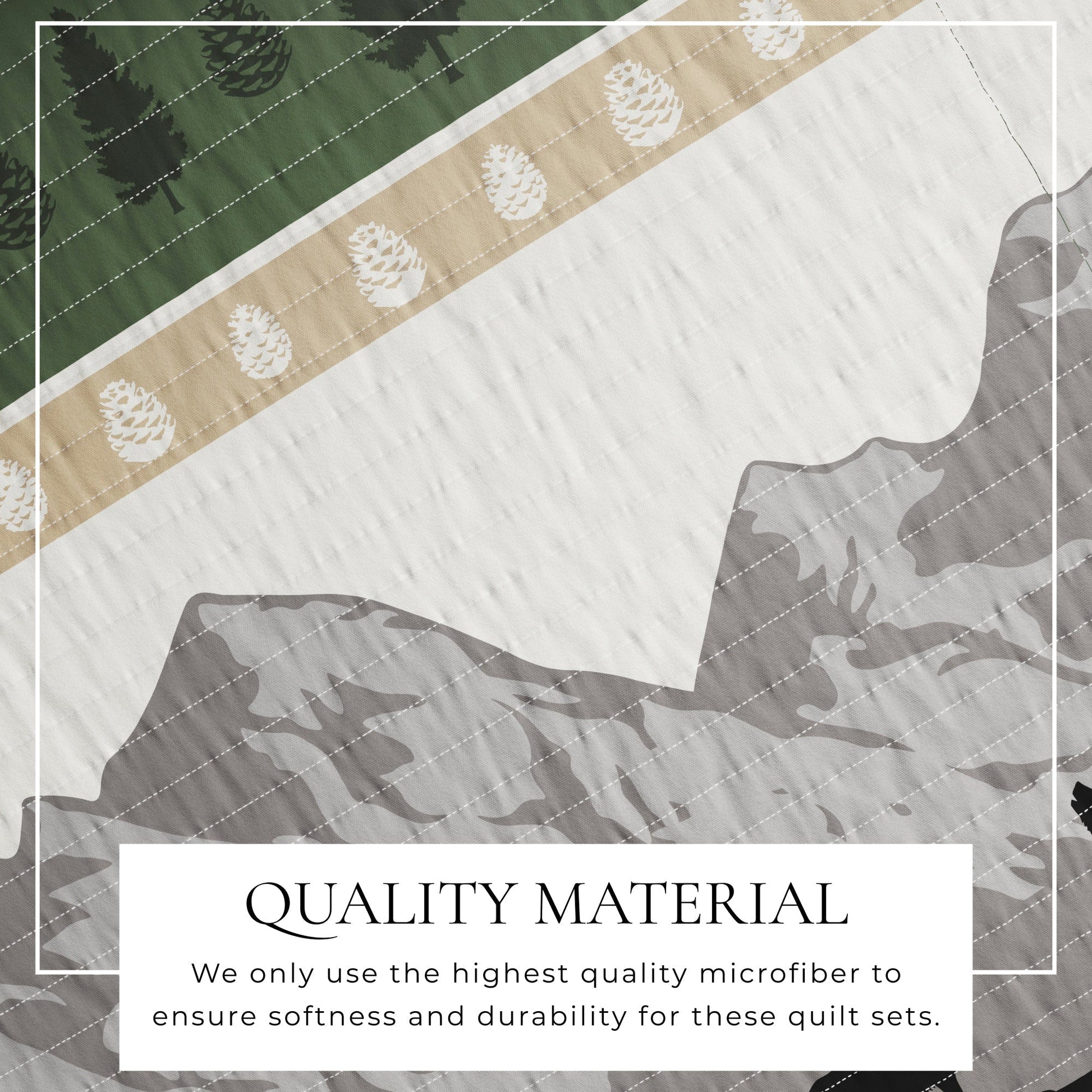 Lodge Quilt - Green With Bears, Woods & Mountains - Quahog Bay Bedding