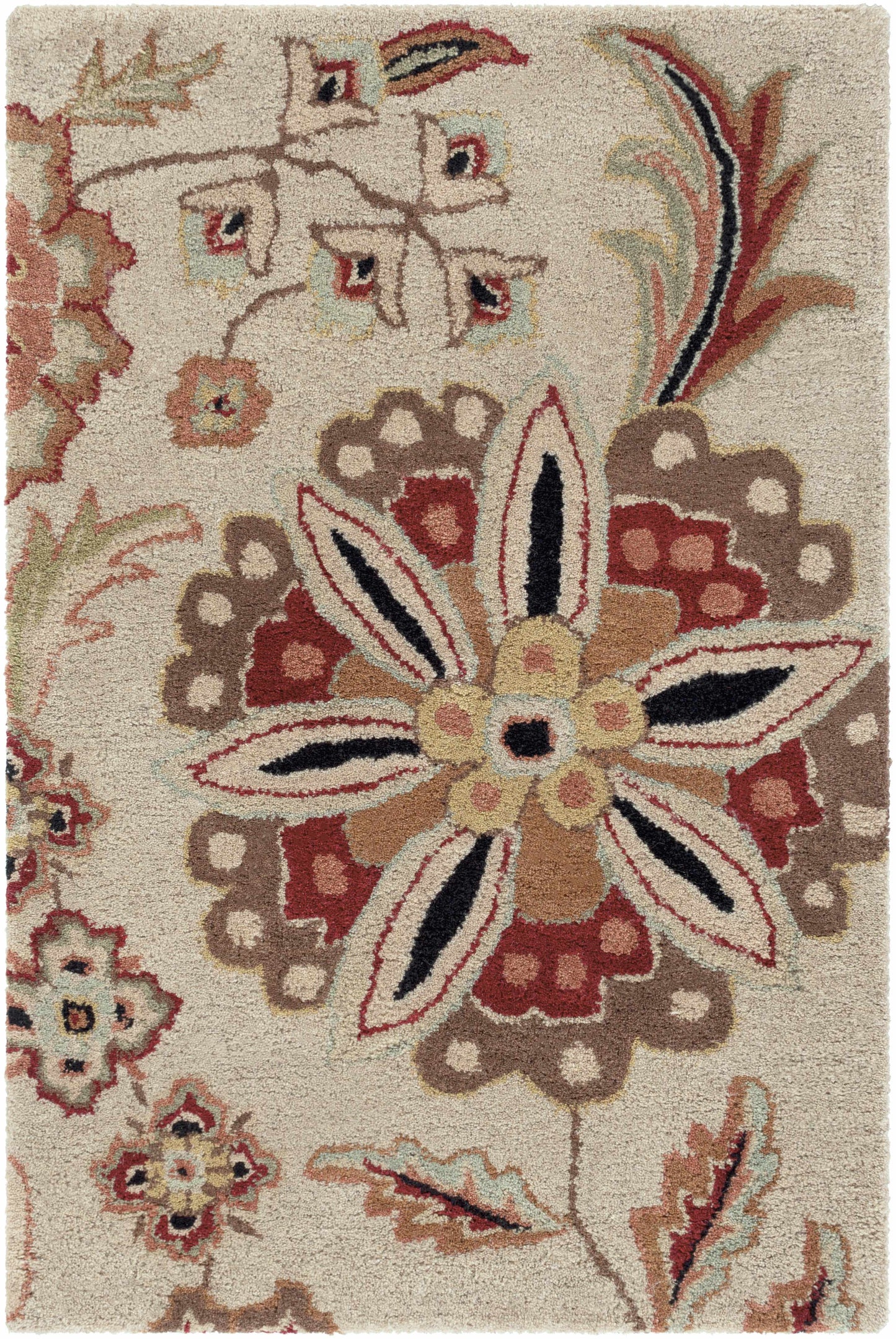 Longford Beige Floral Wool Carpet