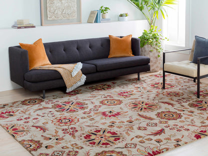 Longford Beige Floral Wool Carpet