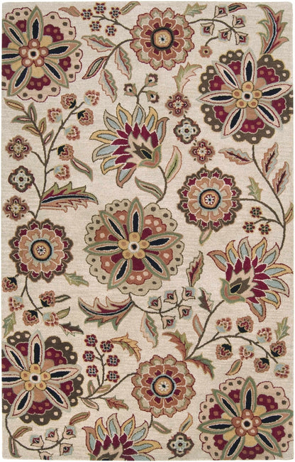 Longford Beige Floral Wool Carpet - Quahog Bay Bedding