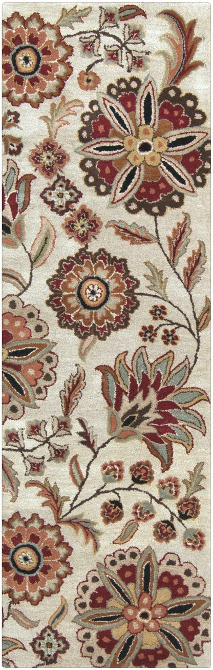 Longford Beige Floral Wool Carpet - Quahog Bay Bedding