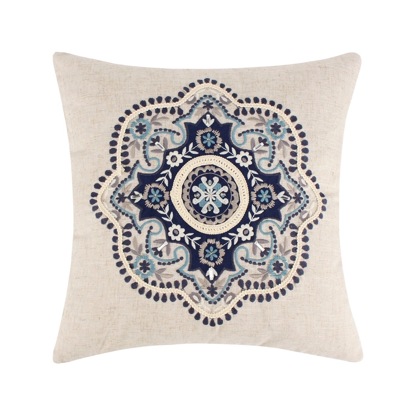 Lorrance Embroidered Medallion Pillow - Quahog Bay Bedding