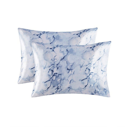 Luxurious And Elegant Printed Satin Sheet Sets - Blue Marble Print - Quahog Bay Bedding