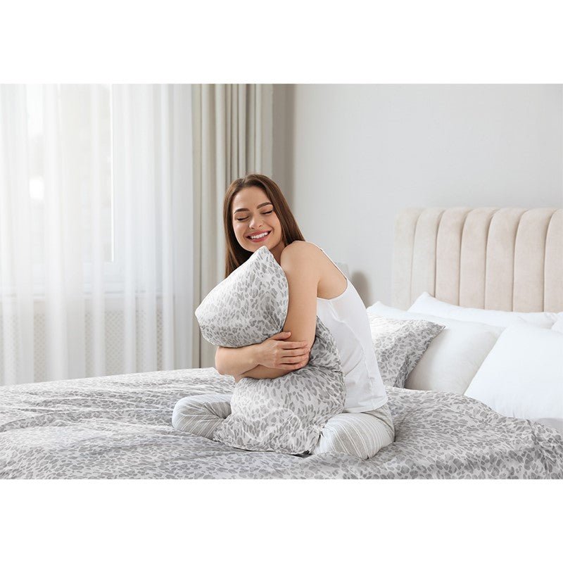 Luxurious And Elegant Printed Satin Sheet Sets - Grey Leopard Print - Quahog Bay Bedding