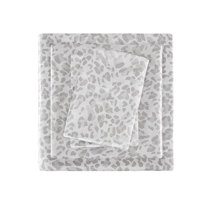 Luxurious And Elegant Printed Satin Sheet Sets - Grey Leopard Print - Quahog Bay Bedding