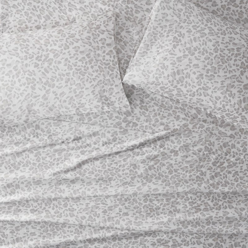 Luxurious And Elegant Printed Satin Sheet Sets - Grey Leopard Print - Quahog Bay Bedding