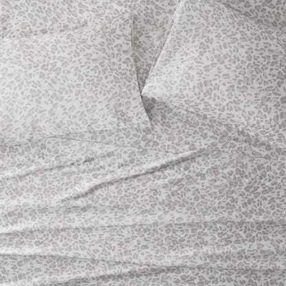Luxurious And Elegant Printed Satin Sheet Sets - Grey Leopard Print - Quahog Bay Bedding
