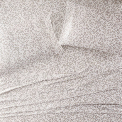 Luxurious And Elegant Printed Satin Sheet Sets - Taupe Leopard Print - Quahog Bay Bedding