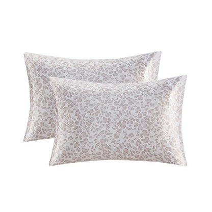 Luxurious And Elegant Printed Satin Sheet Sets - Taupe Leopard Print - Quahog Bay Bedding