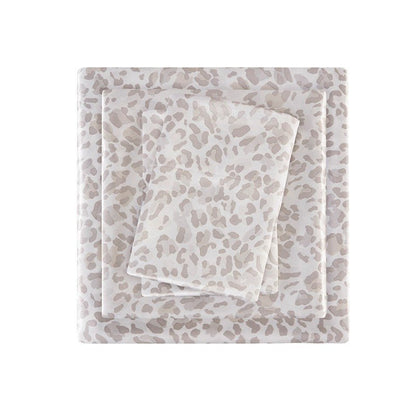 Luxurious And Elegant Printed Satin Sheet Sets - Taupe Leopard Print - Quahog Bay Bedding