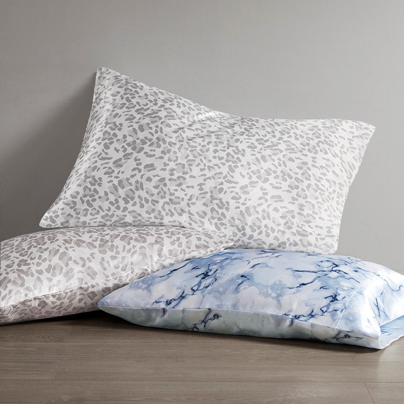 Luxurious And Elegant Printed Satin Sheet Sets - Taupe Leopard Print - Quahog Bay Bedding