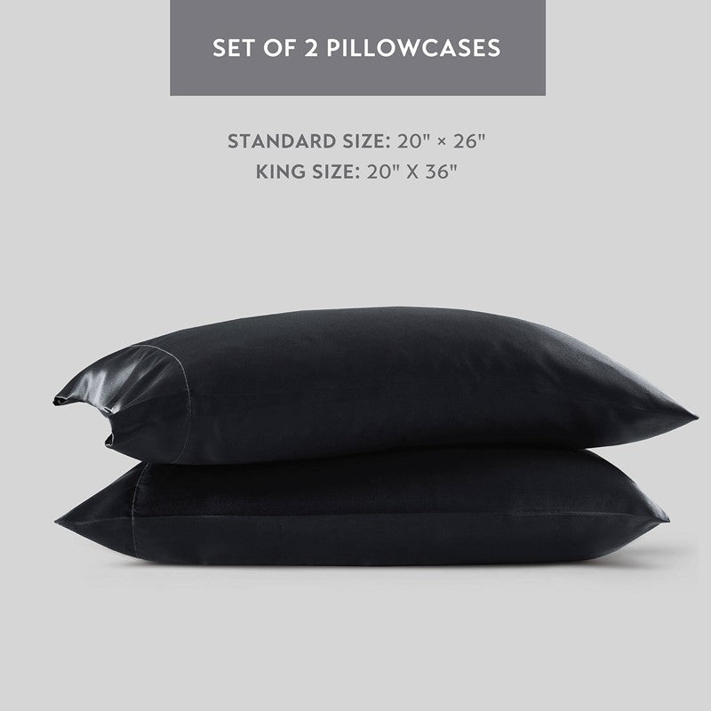Luxurious And Elegant Satin Pillowcases - Black - 2PC - Quahog Bay Bedding