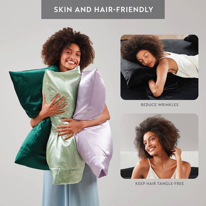 Luxurious And Elegant Satin Pillowcases - Black - 2PC - Quahog Bay Bedding