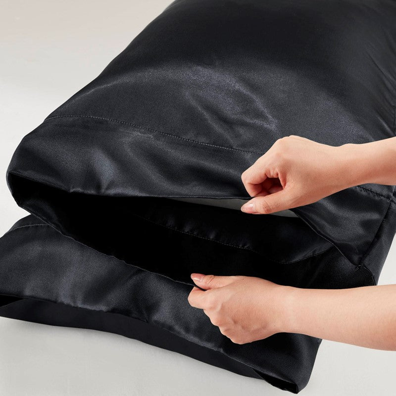 Luxurious And Elegant Satin Pillowcases - Black - 2PC - Quahog Bay Bedding