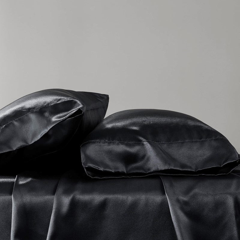 Luxurious And Elegant Satin Pillowcases - Black - 2PC - Quahog Bay Bedding
