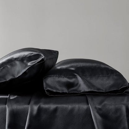 Luxurious And Elegant Satin Pillowcases - Black - 2PC - Quahog Bay Bedding