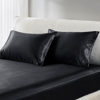 Luxurious And Elegant Satin Pillowcases - Black - 2PC - Quahog Bay Bedding