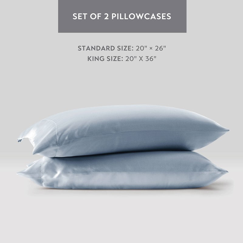 Luxurious And Elegant Satin Pillowcases - Blue - 2PC - Quahog Bay Bedding