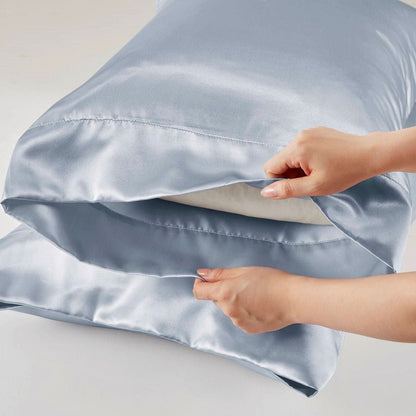 Luxurious And Elegant Satin Pillowcases - Blue - 2PC - Quahog Bay Bedding
