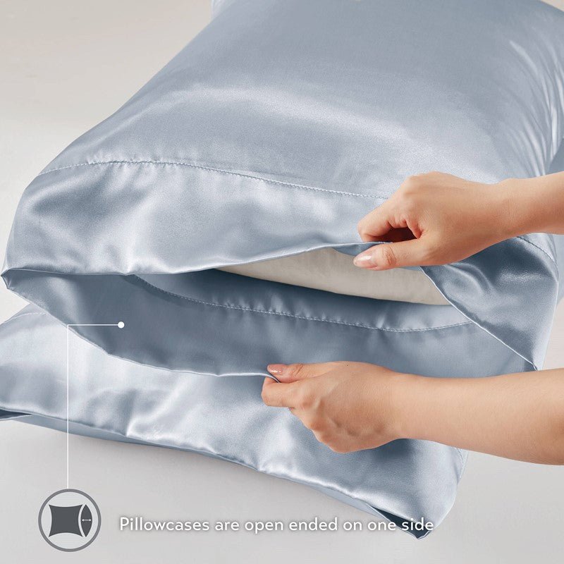 Luxurious And Elegant Satin Pillowcases - Blue - 2PC - Quahog Bay Bedding
