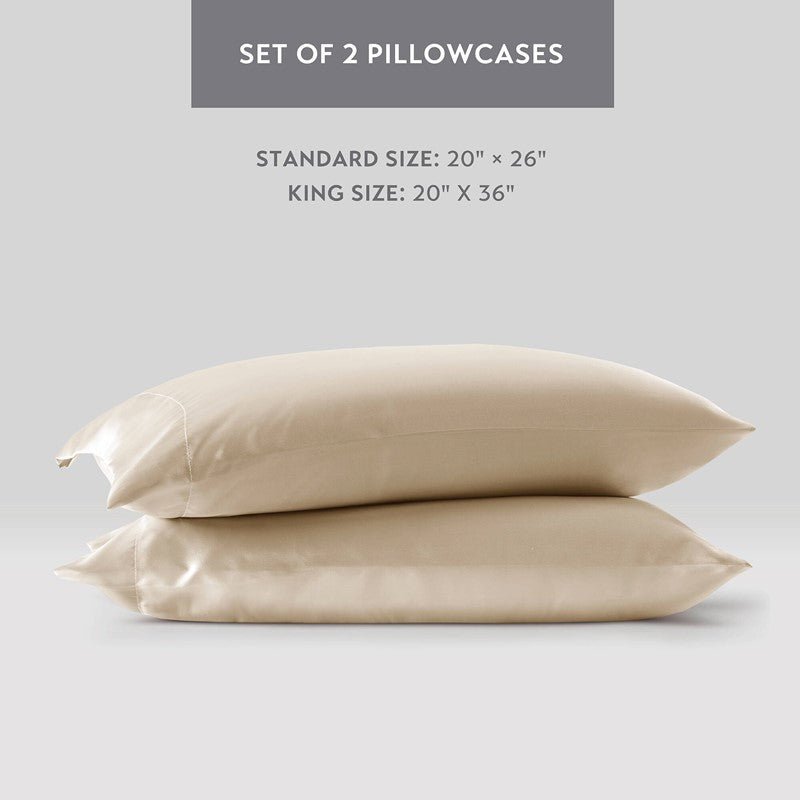 Luxurious And Elegant Satin Pillowcases - Champagne - 2PC - Quahog Bay Bedding
