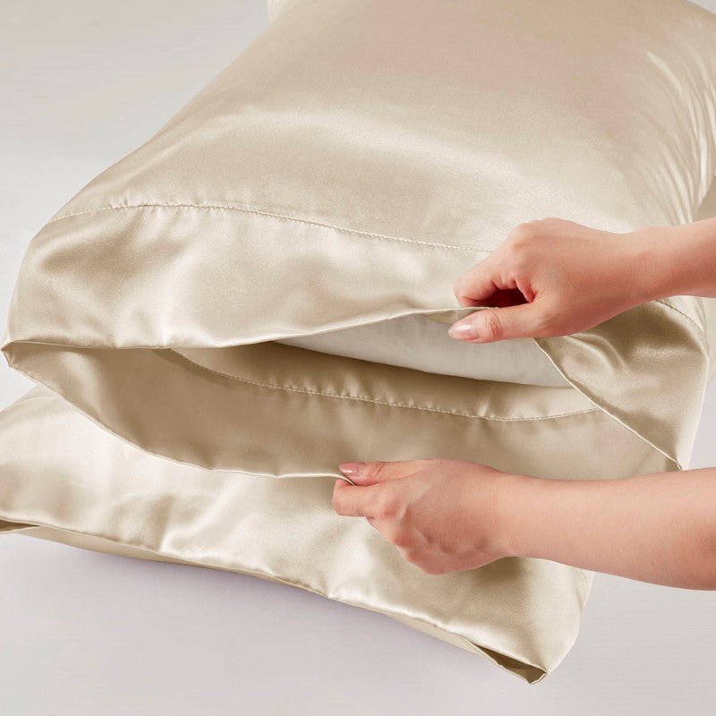Luxurious And Elegant Satin Pillowcases - Champagne - 2PC - Quahog Bay Bedding