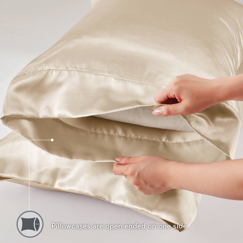 Luxurious And Elegant Satin Pillowcases - Champagne - 2PC - Quahog Bay Bedding