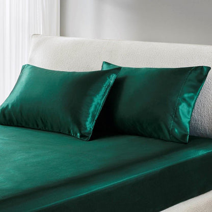 Luxurious And Elegant Satin Pillowcases - Emerald - 2PC - Quahog Bay Bedding