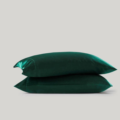 Luxurious And Elegant Satin Pillowcases - Emerald - 2PC - Quahog Bay Bedding