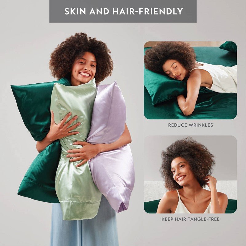 Luxurious And Elegant Satin Pillowcases - Emerald - 2PC - Quahog Bay Bedding