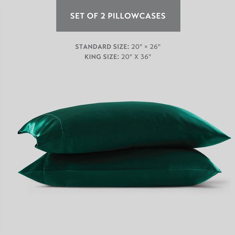 Luxurious And Elegant Satin Pillowcases - Emerald - 2PC - Quahog Bay Bedding