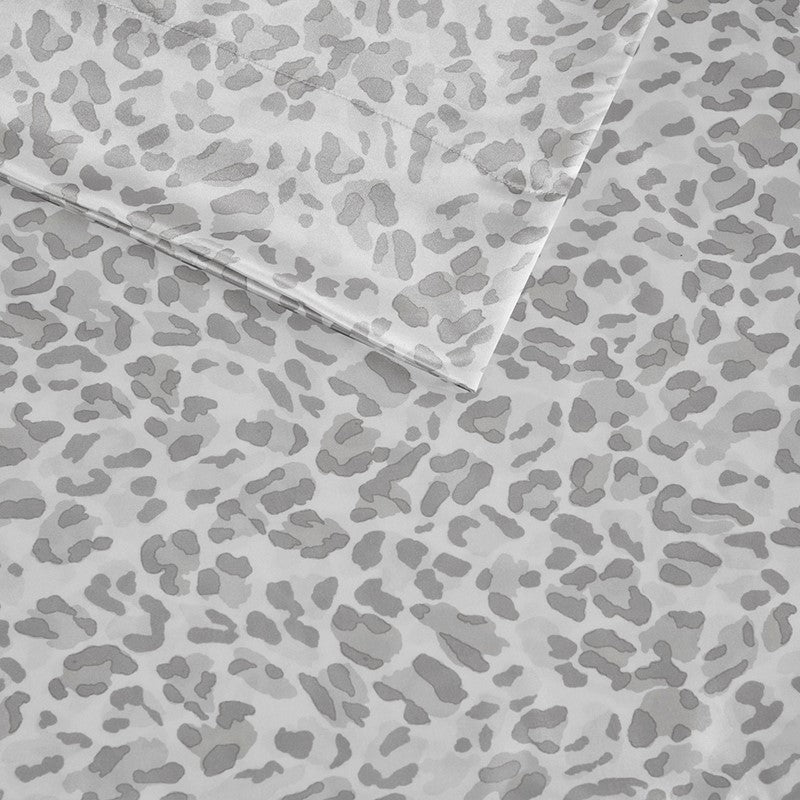 Luxurious And Elegant Satin Pillowcases - Grey Leopard - 2PC - Quahog Bay Bedding