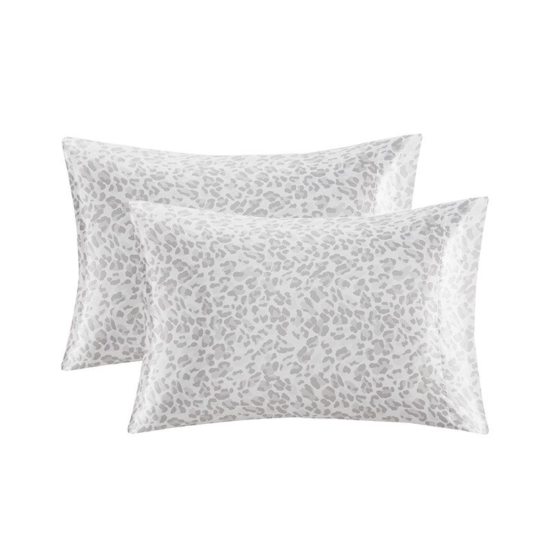 Luxurious And Elegant Satin Pillowcases - Grey Leopard - 2PC - Quahog Bay Bedding