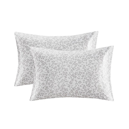 Luxurious And Elegant Satin Pillowcases - Grey Leopard - 2PC - Quahog Bay Bedding