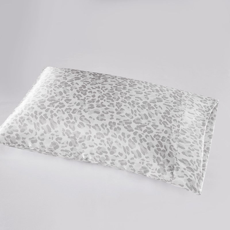 Luxurious And Elegant Satin Pillowcases - Grey Leopard - 2PC - Quahog Bay Bedding