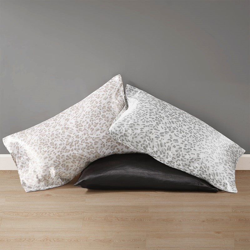 Luxurious And Elegant Satin Pillowcases - Grey Leopard - 2PC - Quahog Bay Bedding