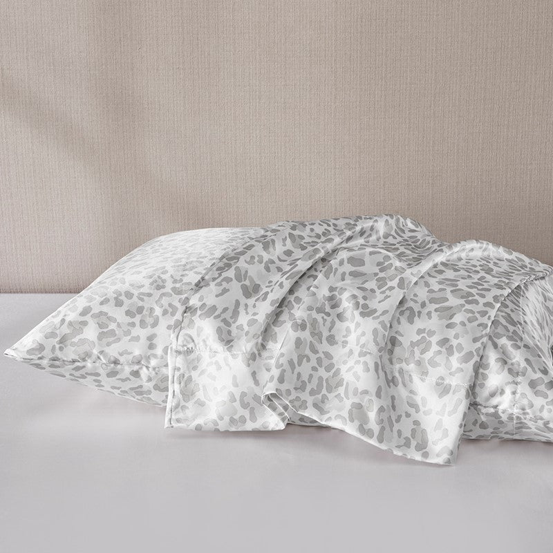 Luxurious And Elegant Satin Pillowcases - Grey Leopard - 2PC - Quahog Bay Bedding