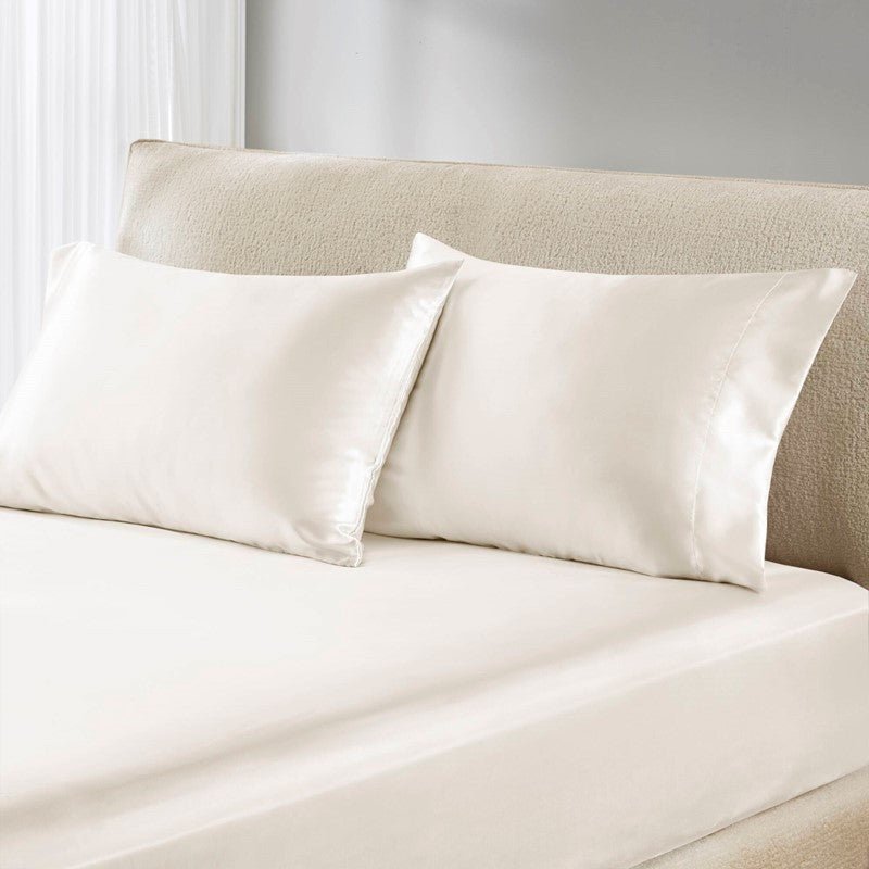 Luxurious And Elegant Satin Pillowcases - Ivory - 2PC - Quahog Bay Bedding